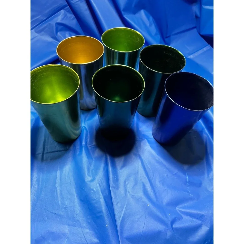 COCKTAILS ANYONE? Genuine Bascal-Made in Italy Retro Aluminum Tumblers, set of 6